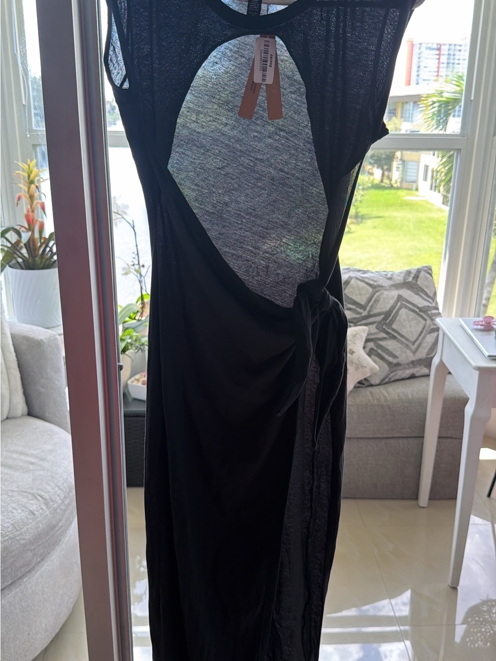 SKIMS Black Backless Wrap Maxi Dress